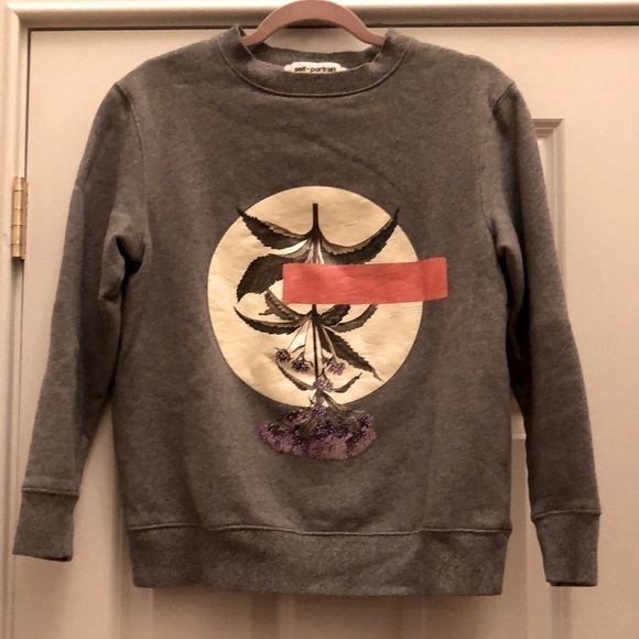 Self-Portrait X Elmgreen & Dragset Printed Sweatshirt Grey Small - Picture 1 of 7